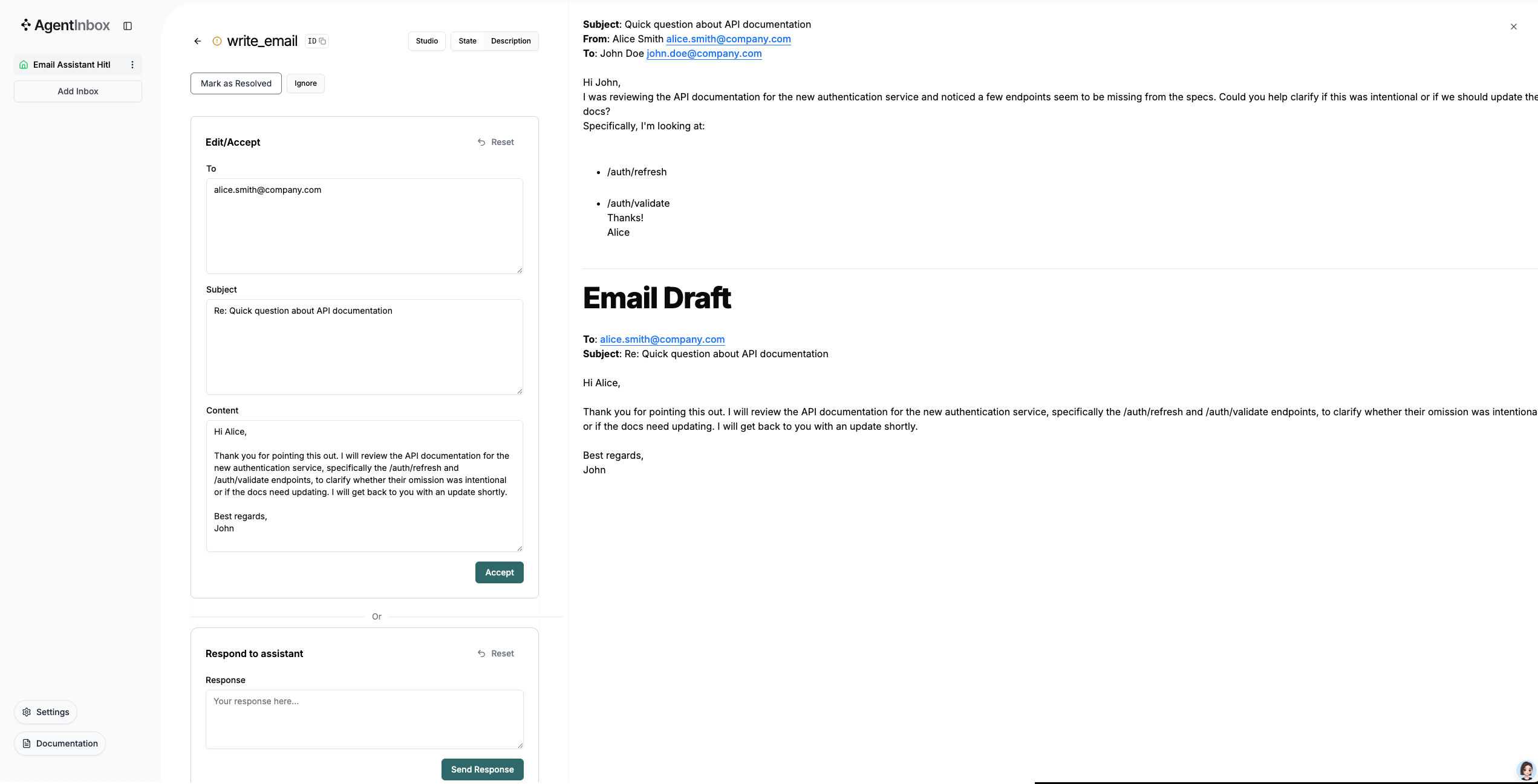 Agent Inbox 处理任务